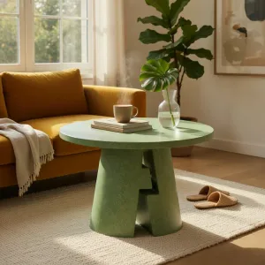 Luxury Sculptural Round Pedestal Table for Indoor & Outdoor Space Lifestyle View by Luxury Group International