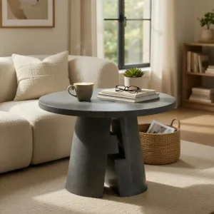 Luxury Sculptural Round Pedestal Table for Indoor & Outdoor Space Lifestyle View by Luxury Group International