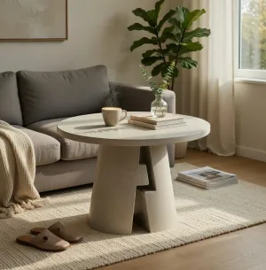 Luxury Sculptural Round Pedestal Table for Indoor & Outdoor Space Lifestyle View by Luxury Group International