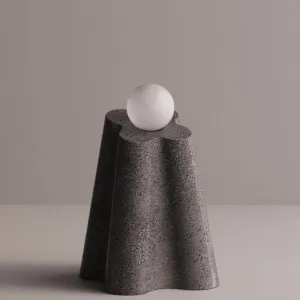 Luxury Sculptural Stoneware Floor Lamp with Hand-Blown Glass by Luxury Group International
