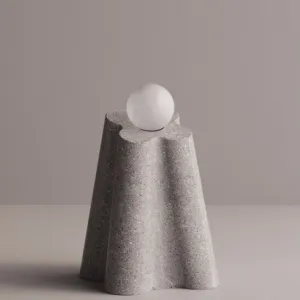 Luxury Sculptural Stoneware Floor Lamp with Hand-Blown Glass by Luxury Group International