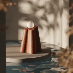 Luxury Sculptural Stoneware Floor Lamp with Hand-Blown Glass Lifestyle View by Luxury Group International