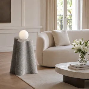 Luxury Sculptural Stoneware Floor Lamp with Hand-Blown Glass Lifestyle View by Luxury Group International