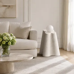 Luxury Sculptural Stoneware Floor Lamp with Hand-Blown Glass Lifestyle View by Luxury Group International