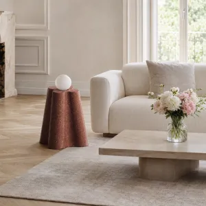 Luxury Sculptural Stoneware Floor Lamp with Hand-Blown Glass Lifestyle View by Luxury Group International