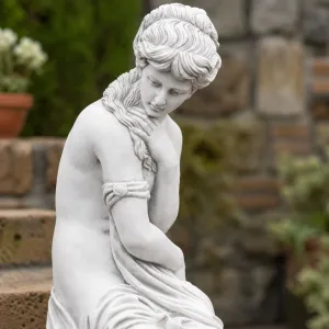 Luxury Seated Female Garden Sculpture with Floral Relief - Luxury Classic Sculpture Detail View by Luxury Group International