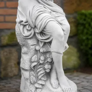 Luxury Seated Female Garden Sculpture with Floral Relief - Luxury Classic Sculpture Detail View by Luxury Group International
