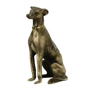 Luxury Seated Greyhound Bronze Sculpture with Sculpted Collar - Luxury Bronze Figure by Luxury Group International