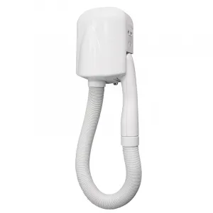 Luxury Small Automatic Hotel Hair Dryer with Flexible Hose & Dual Voltage Shaver Socket Front View by Luxury Group International