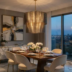 Luxury Smoke Glass Chandelier – Modern Tiered Pendant Ceiling Lamp for Sophisticated Interiors Lifestyle View by Luxury Group International