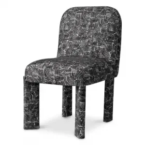 Luxury Solent Fabric Black and White Dining Chair Front View by Luxury Group International
