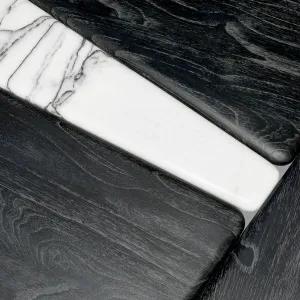 Tavolino quadrato di lusso con legno nero e intarsi in marmo bianco – 100 cm - Arredamento di lusso per hotel Vista dettaglio di Luxury Group International