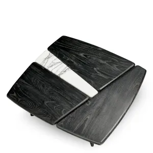 Tavolino quadrato di lusso con legno nero e intarsi in marmo bianco – 100 cm - Arredamento di lusso per hotel Vista dall'alto di Luxury Group International