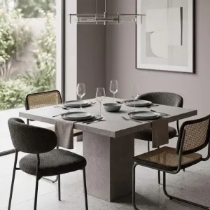 Mesa Pedestal Cuadrada de Concreto de Lujo para Uso Interior y Exterior Vista lifestyle por Luxury Group International