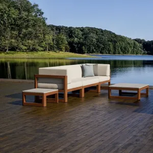 Table basse carrée en bois avec plateau en marbre de luxe Vue lifestyle par Luxury Group International