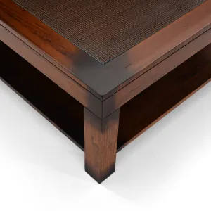 Luxury Square Wooden Coffee Table with Inset Glass Top and Lower Open Shelf - Luxury Coffee Table Detail View by Luxury Group International