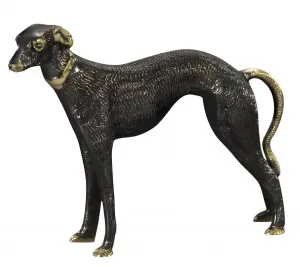 Escultura de Bronce de Galgo de Pie de Lujo con Acabado Dorado y Oxidado por Luxury Group International