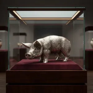 Luxury Standing Pig Bronze Sculpture with Textured Coat - Luxury Bronze Figure Lifestyle View by Luxury Group International