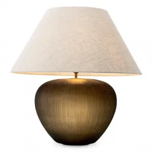 Luxury Stone Finish Table Lamp with Handblown Base Front View by Luxury Group International