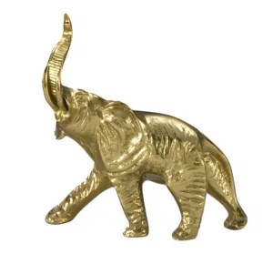 Luxus Bronze-Skulptur eines schreitenden Elefanten mit aufgerichtetem Rüssel in Gold- und Antikbronze-Finish von Luxury Group International