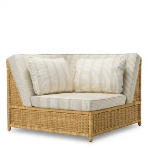 Luxury Striped Fabric Cushions Outdoor Modular Chair Front View by Luxury Group International
