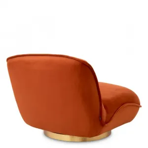 Luxury Swivel Armchair Burnt Orange / Brass 85.5 cm - Living Room & Hotel Furniture Back View by Luxury Group International