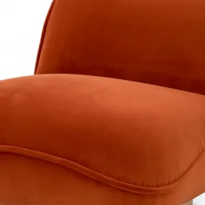 Luxury Swivel Armchair Burnt Orange / Brass 85.5 cm - Living Room & Hotel Furniture Detail View by Luxury Group International