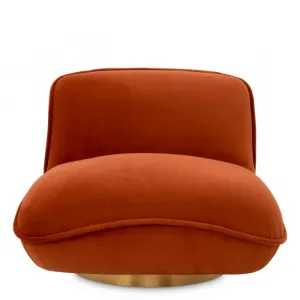 Luxury Swivel Armchair Burnt Orange / Brass 85.5 cm - Living Room & Hotel Furniture Front View by Luxury Group International