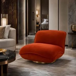 Luxury Swivel Armchair Burnt Orange / Brass 85.5 cm - Living Room & Hotel Furniture Lifestyle View by Luxury Group International