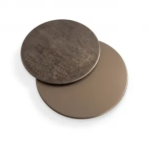 Luxury Taupe Adjustable Round Coffee Table with Rotating Textured Top - Luxury Coffee Table Top View by Luxury Group International