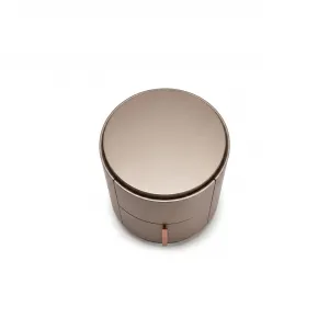 Luxury Taupe Bronze Cylindrical Nightstand with Two-Tier Storage - Luxury Hotel Furniture Top View by Luxury Group International