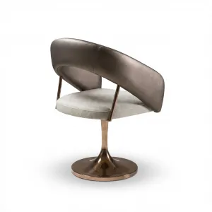 Fauteuil Pivotant de Luxe Taupe et Crème avec Base en Or Rose - Fauteuil de Luxe Vue de dos par Luxury Group International