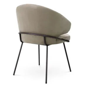 Chaise de Salle à Manger Luxueuse Taupe avec Structure Métallique Noire - Mobilier d'Hôtel de Luxe Vue de dos par Luxury Group International