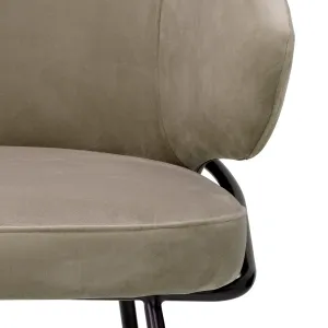 Chaise de Salle à Manger Luxueuse Taupe avec Structure Métallique Noire - Mobilier d'Hôtel de Luxe Vue détaillée par Luxury Group International