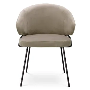 Chaise de Salle à Manger Luxueuse Taupe avec Structure Métallique Noire - Mobilier d'Hôtel de Luxe Vue de face par Luxury Group International