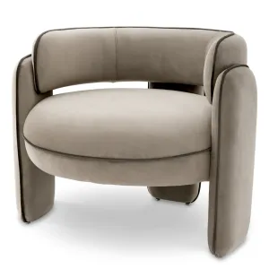 Sillón Lounge Tapizado de Lujo en Taupe Gris Mate con Respaldo Curvo - Mobiliario de Hotel de Lujo por Luxury Group International