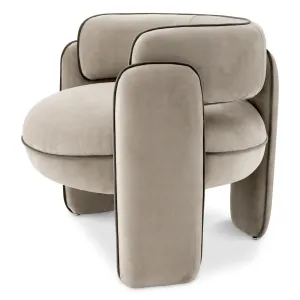 Sillón Lounge Tapizado de Lujo en Taupe Gris Mate con Respaldo Curvo - Mobiliario de Hotel de Lujo Vista trasera por Luxury Group International