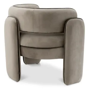Sillón Lounge Tapizado de Lujo en Taupe Gris Mate con Respaldo Curvo - Mobiliario de Hotel de Lujo Vista trasera por Luxury Group International