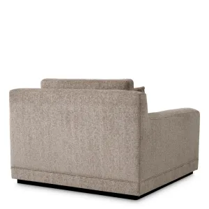 Fauteuil Lounge Luxueux Taupe Rembourré avec Base Noire - Mobilier de Luxe pour Hôtels Vue de dos par Luxury Group International