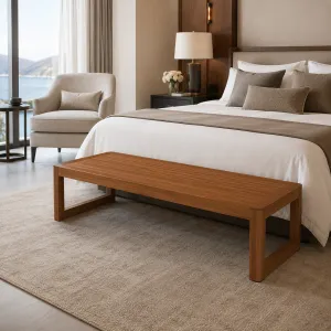 Luxury Teak Wood Outdoor Bench – 183 cm Modern Lounge Bench Lifestyle View by Luxury Group International