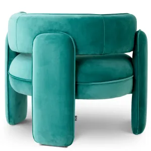 Fauteuil de Salon Luxueux en Tissu Sarcelle avec Dossier Courbé - Mobilier de Luxe pour Hôtels Vue de dos par Luxury Group International