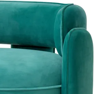 Fauteuil de Salon Luxueux en Tissu Sarcelle avec Dossier Courbé - Mobilier de Luxe pour Hôtels Vue détaillée par Luxury Group International