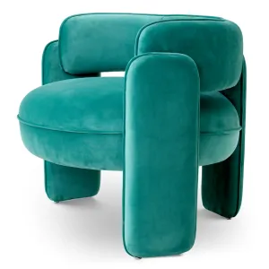 Fauteuil de Salon Luxueux en Tissu Sarcelle avec Dossier Courbé - Mobilier de Luxe pour Hôtels Vue de côté par Luxury Group International