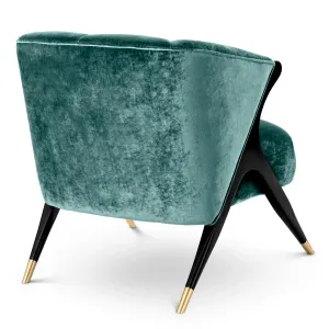Luxury Teal Velvet Armchair 71.5 cm - Living Room & Hotel Furniture - Luxury Furniture Back View by Luxury Group International