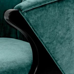 Luxury Teal Velvet Armchair 71.5 cm - Living Room & Hotel Furniture - Luxury Furniture Detail View by Luxury Group International