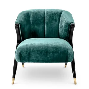 Luxury Teal Velvet Armchair 71.5 cm - Living Room & Hotel Furniture - Luxury Furniture Front View by Luxury Group International