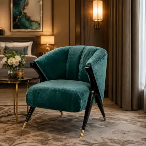 Luxury Teal Velvet Armchair 71.5 cm - Living Room & Hotel Furniture - Luxury Furniture Lifestyle View by Luxury Group International