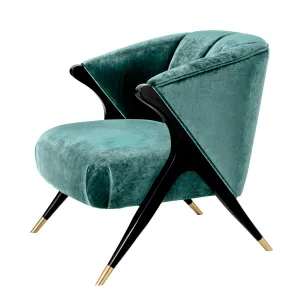 Luxury Teal Velvet Armchair 71.5 cm - Living Room & Hotel Furniture - Luxury Furniture Side View by Luxury Group International