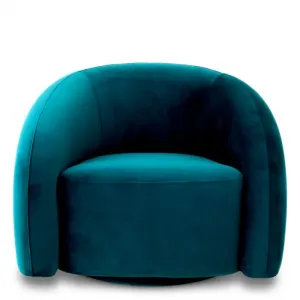 Luxury Teal Velvet Lounge Chair 91 cm - Living Room & Hotel Furniture - Luxury Furniture Front View by Luxury Group International