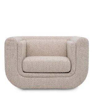 Luxuriöser Texturierter Beiger Lounge-Sessel mit Geschwungenem Design 112 cm Vorderansicht von Luxury Group International
